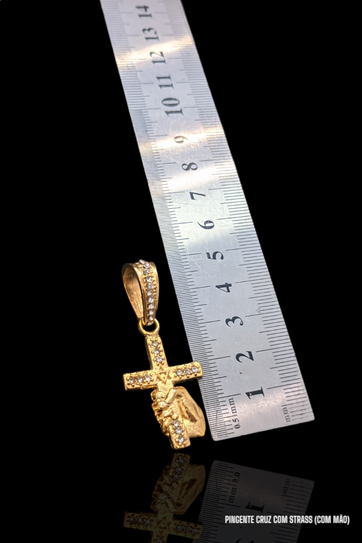 CRUZ COM STRASS ( MÃO)